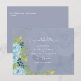 Sublime DUSTY BLUE Floral Wedding Suite Briefkaart
