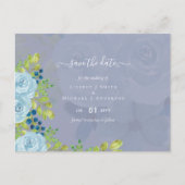 Sublime DUSTY BLUE Floral Wedding Suite Briefkaart (Voorkant)