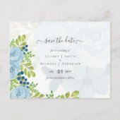 Sublime DUSTY BLUE Floral Wedding Suite Briefkaart (Voorkant)