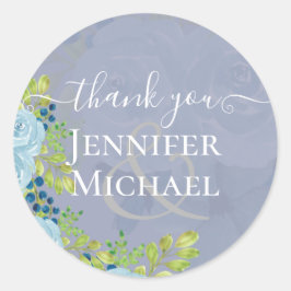 Sublime DUSTY BLUE Floral Wedding Suite Ronde Sticker