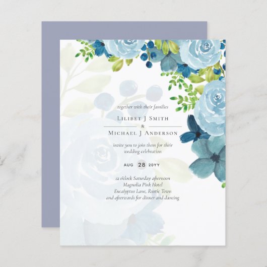 Sublime Dusty Blue Flowers Sage Green Wedding (Voorkant / Achterkant)