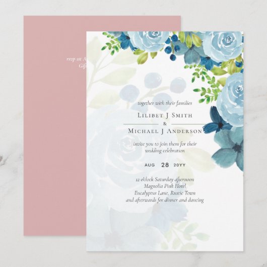 Sublime Dusty Blue Flowers Sage Green Wedding (Voorkant / Achterkant)