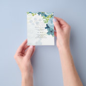 Sublime Dusty Blue Flowers Sage Green Wedding Flyer (Hand)