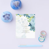 Sublime Dusty Blue Flowers Sage Green Wedding Flyer (Enkel)