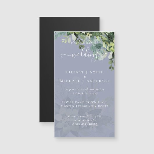 Sublime Dusty Blue GREENERY Eucalyptus WEDDING (Voorkant / Achterkant)