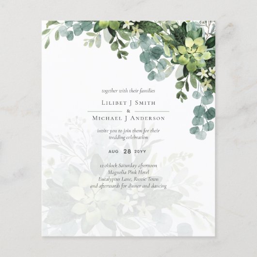 Sublime Dusty Blue GREENERY Eucalyptus WEDDING Flyer (Voorkant)