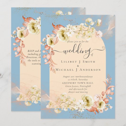 Sublime Dusty Blue Peach Wedding (Voorkant / Achterkant)