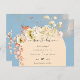 Sublime Dusty Blue Peach Wedding Briefkaart