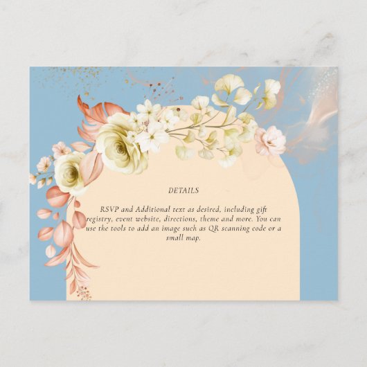 Sublime Dusty Blue Peach Wedding Briefkaart (Achterkant)