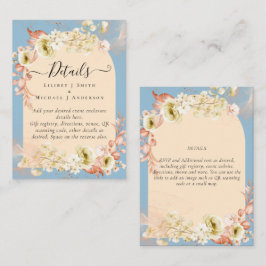 Sublime Dusty Blue Peach Wedding Informatiekaartje