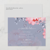 Sublime Dusty Blue Pink Blossom Wedding Suite Briefkaart (Voorkant / Achterkant)