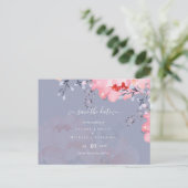 Sublime Dusty Blue Pink Blossom Wedding Suite Briefkaart (Staand voorkant)
