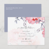 Sublime Dusty Blue Pink Blossom Wedding Suite Briefkaart (Voorkant / Achterkant)