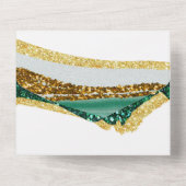 Sublime Emerald Green Gold Agate Wedding All In One Uitnodiging (Achterkant)