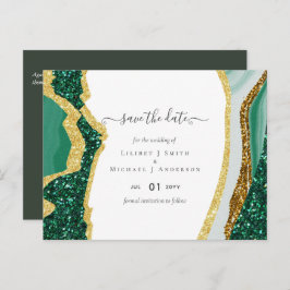 Sublime Emerald Green Gold Agate Wedding Briefkaart