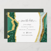 Sublime Emerald Green Gold Agate Wedding Briefkaart (Voorkant / Achterkant)