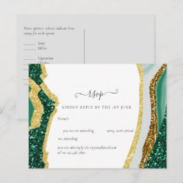 Sublime Emerald Green Gold Agate Wedding Briefkaart