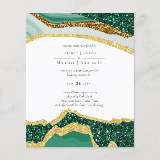Sublime Emerald Green Gold Agate Wedding Flyer (Voorkant)