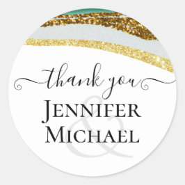 Sublime Emerald Green Gold Agate Wedding Ronde Sticker