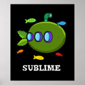 Sublime Funny Submarine Fruit Limoen Pun Dark BG Poster (Voorkant)