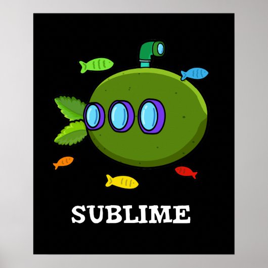 Sublime Funny Submarine Fruit Limoen Pun Dark BG Poster (Voorkant)