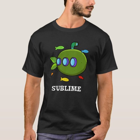 Sublime Funny Submarine Fruit Limoen Pun Dark BG T-shirt (Voorkant)