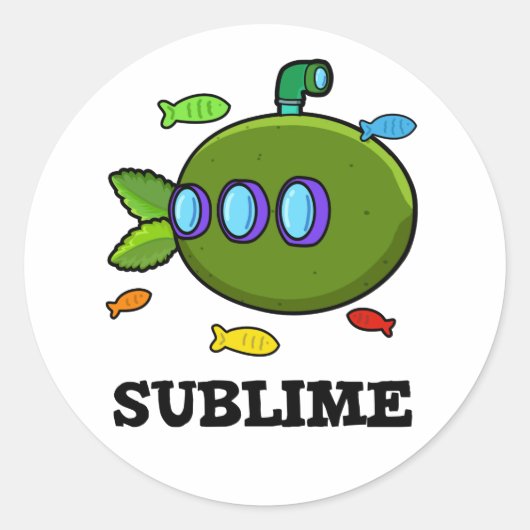 Sublime Funny Submarine Fruit Limoen Pun Ronde Sticker (Voorkant)