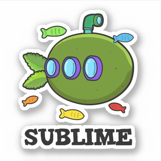 Sublime Funny Submarine Fruit Limoen Pun Sticker (Voorkant)