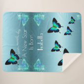 Sublime Gornastu Aqua Turquoise Butterflies Sherpa Sherpa Deken (Voorkant (horizontaal))