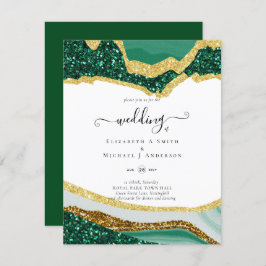 Sublime Green Gold Agate Glitter Wedding
