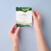 Sublime Groen Goud Agaat Glitter Bruiloft Flyer (Hand)