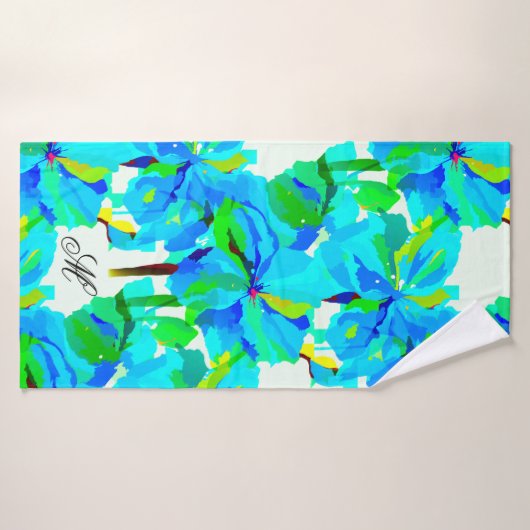 Sublime Himalayan Poppy Aqua Green Floral Pattern Badhanddoek (Badhanddoek)