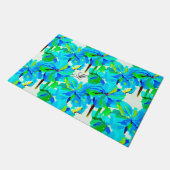 Sublime Himalayan Poppy Aqua Green Floral Pattern Deurmat (Schuin)