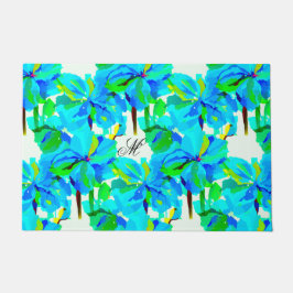 Sublime Himalayan Poppy Aqua Green Floral Pattern Deurmat