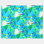 Sublime Himalayan Poppy Aqua Green Floral Pattern Fleece Deken (Voorkant (Horizontaal))