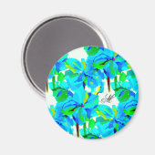 Sublime Himalayan Poppy Aqua Green Floral Pattern Magneet (Voorkant / Achterkant)