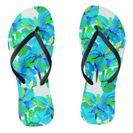 Sublime Himalayan Poppy Aqua Green Floral Pattern Teenslippers (Voetbed)