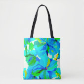 Sublime Himalayan Poppy Aqua Green Floral Pattern Tote Bag (Voorkant)