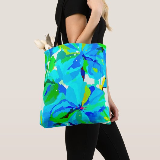 Sublime Himalayan Poppy Aqua Green Floral Pattern Tote Bag (Dichtbij)