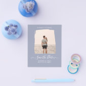 Sublime Minimalist FOTO Save The Date Stof Blauw Flyer (Enkel)