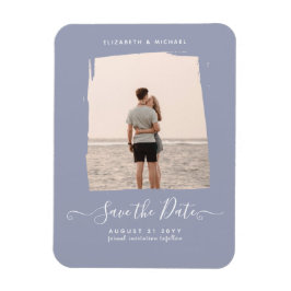 Sublime Minimalist FOTO Save The Date Stof Blauw Magneet
