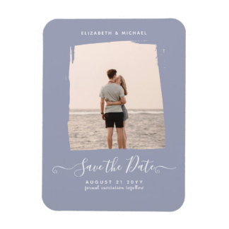 Sublime Minimalist FOTO Save The Date Stof Blauw Magneet