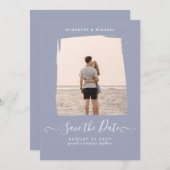 Sublime Minimalistische FOTO Save The Date Stof Bl Kaart (Voorkant / Achterkant)