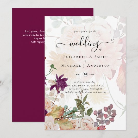Sublime Mulberry oranje Floral Wedding Suite (Voorkant / Achterkant)