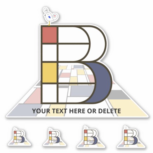 Sublime Neoplasticisme Art Monogram. Brief B Sticker (Voorkant)