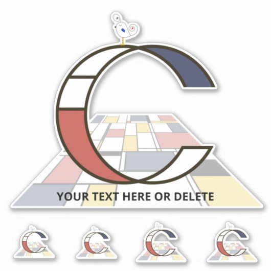 Sublime Neoplasticisme Art Monogram. Brief C Sticker (Voorkant)