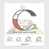 Sublime Neoplasticisme Art Monogram. Brief C Sticker (Vel)