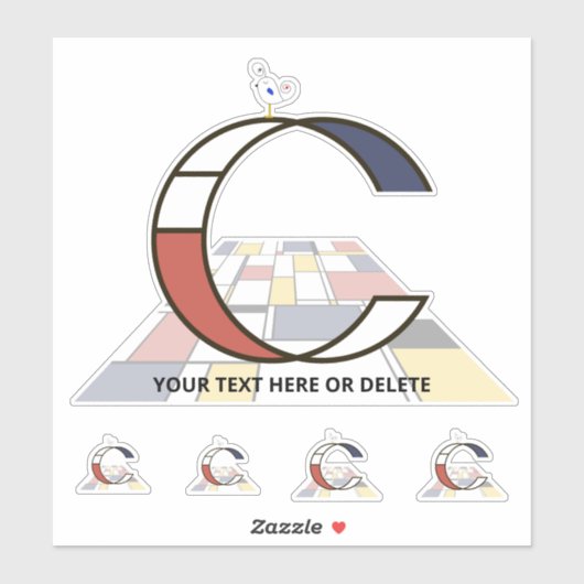Sublime Neoplasticisme Art Monogram. Brief C Sticker (Vel)