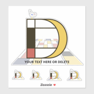 Sublime Neoplasticisme Art Monogram. Brief D Sticker