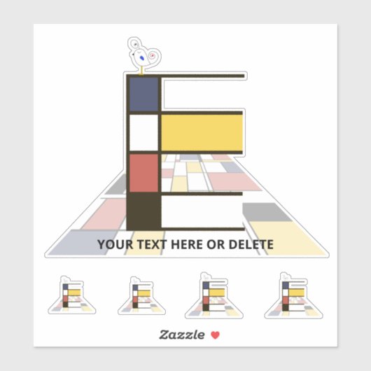 Sublime Neoplasticisme Art Monogram. Brief E Sticker (Vel)